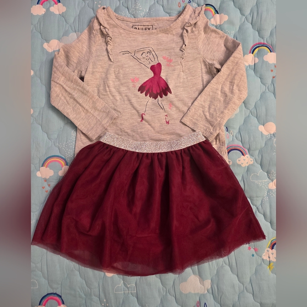 Kids' Ballet Dance Set - Gray and Burgundy